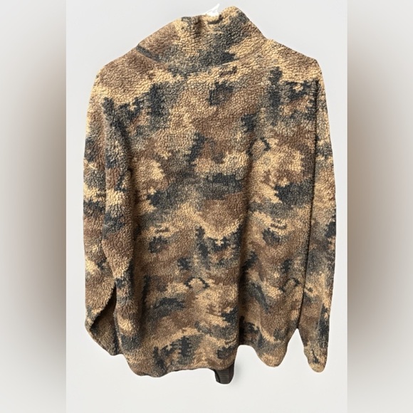 Vintage S.K. Pepper Sherpa Fleece Jacket Made in USA Brown Camo Zip Up Size L - Picture 3 of 3